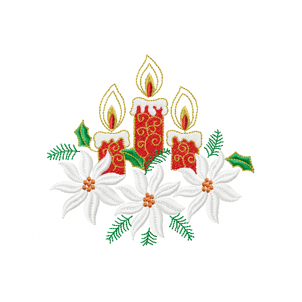 Candles christmas Embroidery Design